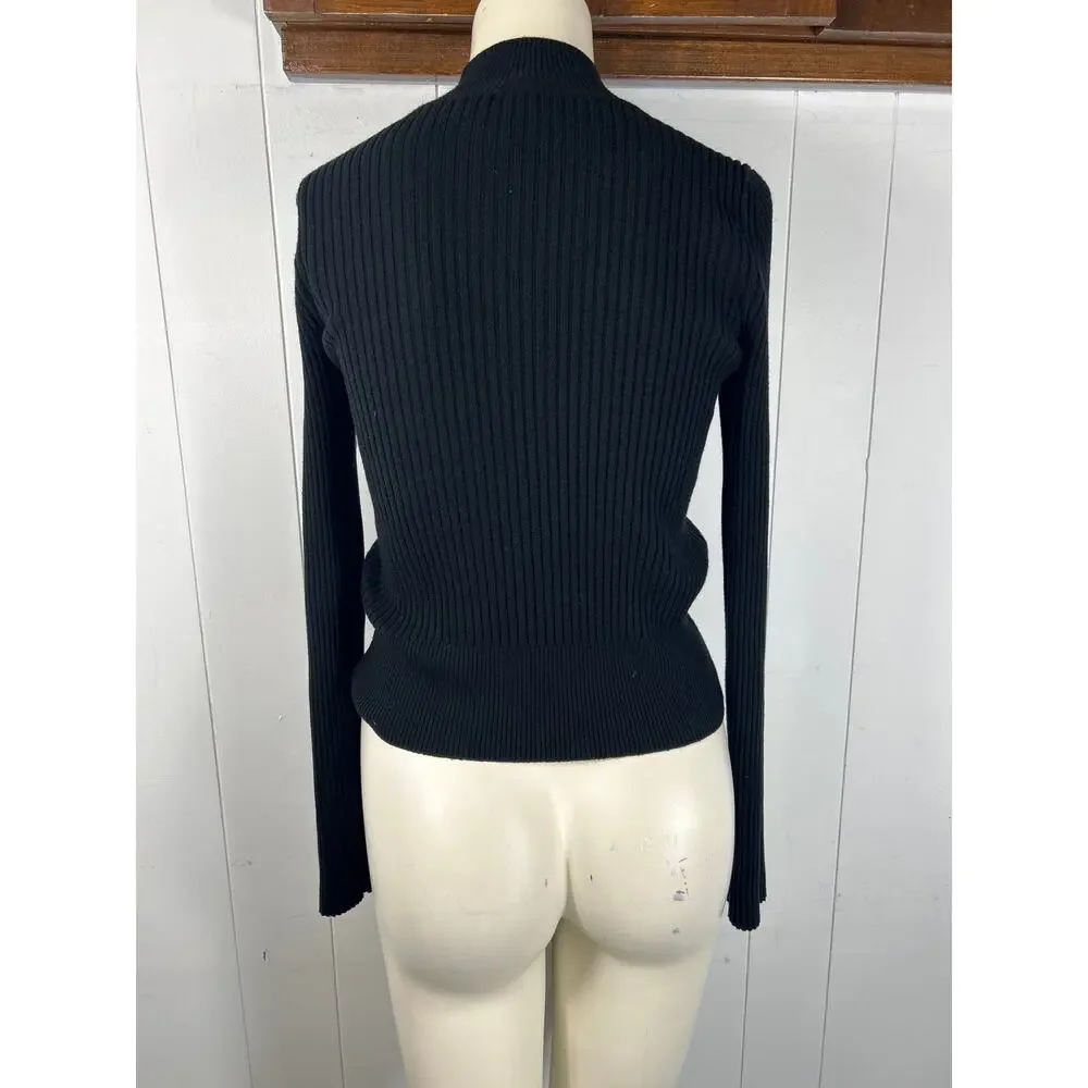 Paige Raisa Rib Turtleneck Sweater in Black. Size M.